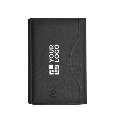 Porta carte in pelle sintetica riciclata con fissaggio e chiusura magnetica