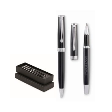 Set penna a inchiostro blu e roller a inchiostro nero in astuccio