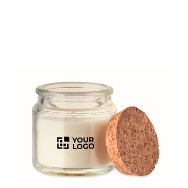 Candela in cera vegetale profumo vaniglia con coperchio in sughero