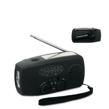Radio portatile solare con torcia e power bank di emergenza