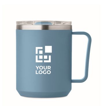 Bicchiere a doppia parete con coperchio scorrevole trasparente 400 ml