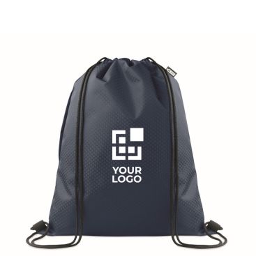 Sacca zaino con cordini in RPET con tasca laterale e cerniera