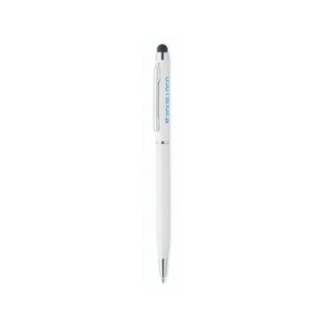 Penna touch in alluminio con trattamento antibatterico, inchiostro blu