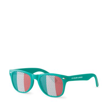 Occhiali pubblicitari con bandiere nazionali vista area di stampa