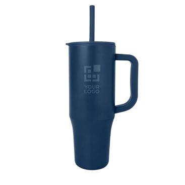 Tazza termica con cannuccia in silicone e coperchio antispruzzo 900ml