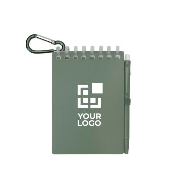 Mini taccuino con bordo a spirale e penna a inchiostro nero