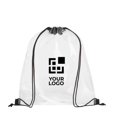 Zainetto a sacca trasparente vista area di stampa