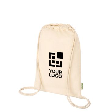 Sacca con cordoncino in cotone biologico color naturale 5L 100 g/m²