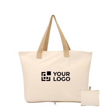 Borsa pieghevole in cotone riciclato con certificazione GRS 7L 140 g/m2