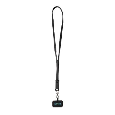 Lanyard per cellulare in plastica riciclata con cavo di ricarica 5 in 1 65W