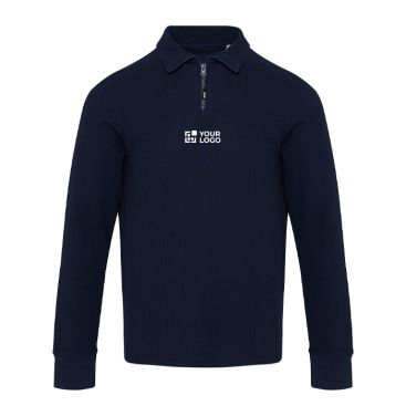 Polo unisex in cotone a manica lunga con mezza zip 245 g/m² Elevate