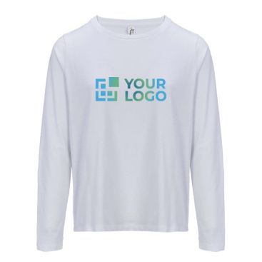 T-shirt in cotone semi-pettinato a maniche lunghe e girocollo 