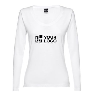 Magliette pubblicitarie a maniche lunghe da donna vista area di stampa