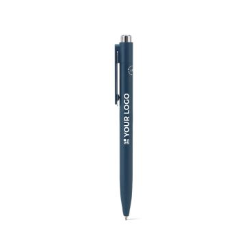 Penna in alluminio riciclato con clip innovativa e inchiostro blu