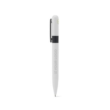Penna nera in metallo riciclato con clip e design arrotondato