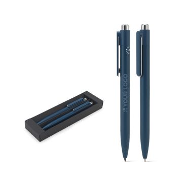 Set di penne in alluminio riciclato con una penna a secco e una blu
