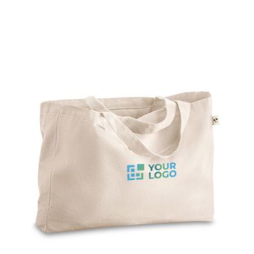 Borsa shopper in cotone riciclato con manici lunghi 280g/m²