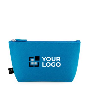 Pochette spaziosa in feltro riciclato con chiusura a zip