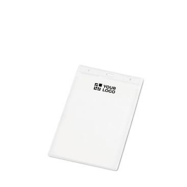 Portabadge verticale di plastica con fori per moschettone 11x17 cm