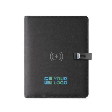 Cartellina con caricabatteria wireless color nero prima vista
