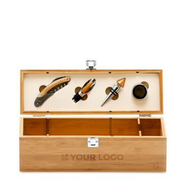 Set da vino presentato in elegante scatola di bambù e metallo