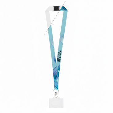 Lanyard in poliestere riciclato con moschettone e portabadge 2 cm