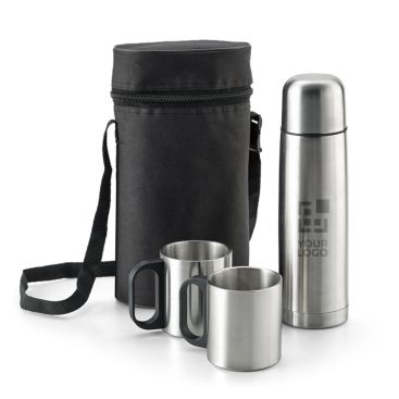 Thermos con due tazze in acciaio inossidabile 