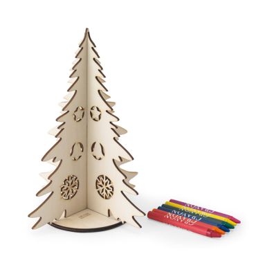 Albero di Natale pieghevole in legno naturale FSC™ da colorare