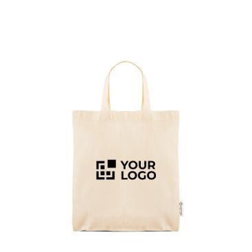 Borsa con manici corti in cotone riciclato e plastica riciclata 140 g/m²