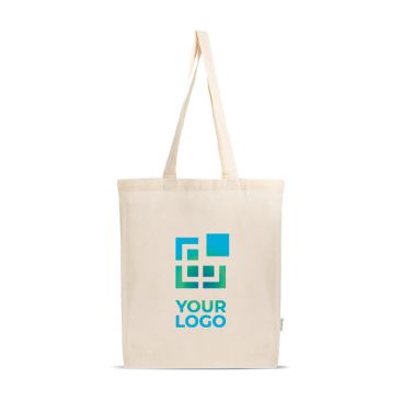 Borsa in cotone e plastica riciclati con soffietto sul fondo 140 g/m2