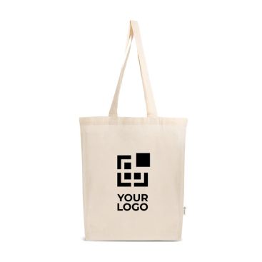 Borsa in cotone e plastica riciclati con soffietto 140 g/m²