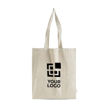 Borsa in cotone riciclato melange con manici lunghi, resistenza 8 kg