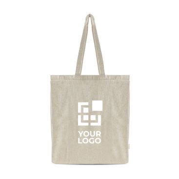 Borsa in cotone riciclato mélange con manici lunghi 150 g/m²