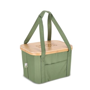 Cestino da picnic con coperchio in legno e borsa frigo interna