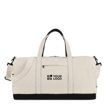 Borsa da viaggio in cotone e poliestere con tasca frontale e laterale