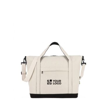 Borsa da viaggio in cotone e fibre riciclate con manici corti e lunghi