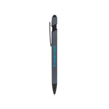 Penna in alluminio riciclato soft touch con stylus, inchiostro blu