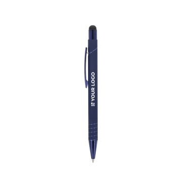 Penna con puntatore touch e clip in metallo, inchiostro blu