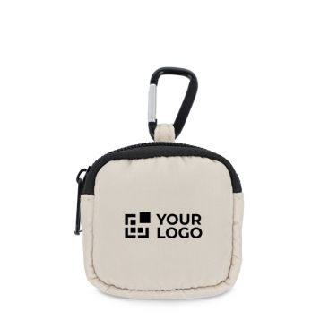 Custodia per auricolari con moschettone e chiusura a zip