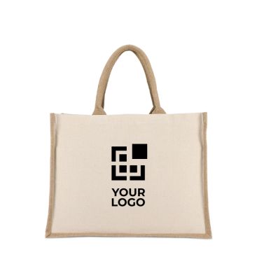 Shopper di cotone con lati e fondo in juta 320 g/m2