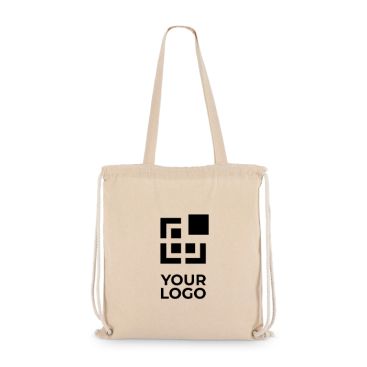 Tote bag di cotone con chiusura a cordoncino OEKO-TEX 140 g/m2