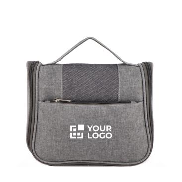 Necessaire in plastica riciclata con gancio interno per appenderlo e maniglia