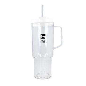 Bicchiere termico 1L con manico laterale e cannuccia, coperchio antigoccia