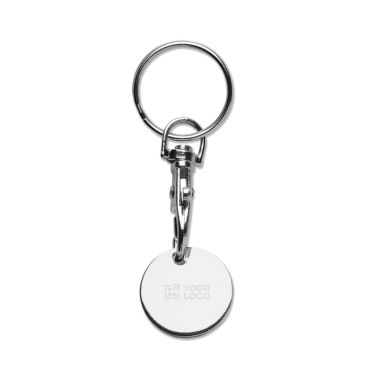 Portachiavi metallico rotondo con moneta per carrello della spesa