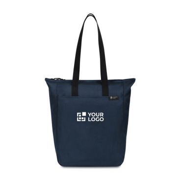 Borsa con cerniera in rPET riciclato, tasca frontale e chiusura