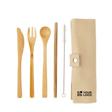 Set posate in legno biodegradabili colore beige