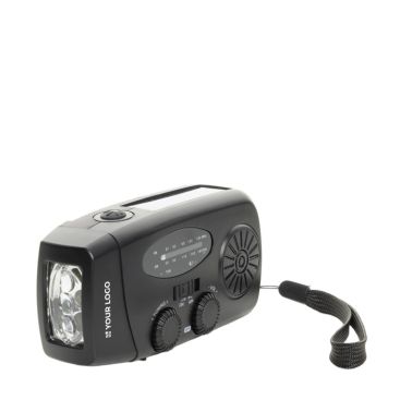 Radio d’emergenza multifunzione in ABS riciclato e manovella 1.800 mAh
