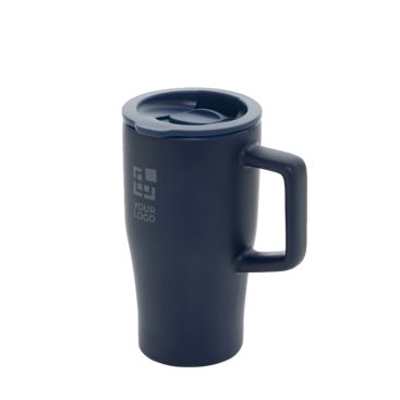 Tazza in ceramica con manico ergonomico e coperchio anti-goccia 490ml