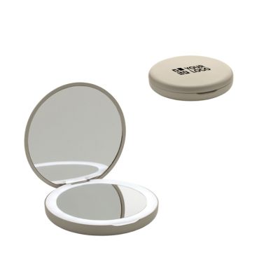 Specchietto tascabile plastica riciclata con ingrandimento e luce LED