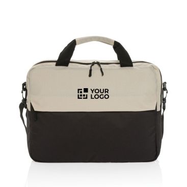 Borsa da lavoro porta pc da 15,6” in poliestere riciclato con tracolla color blu vista area di stampa